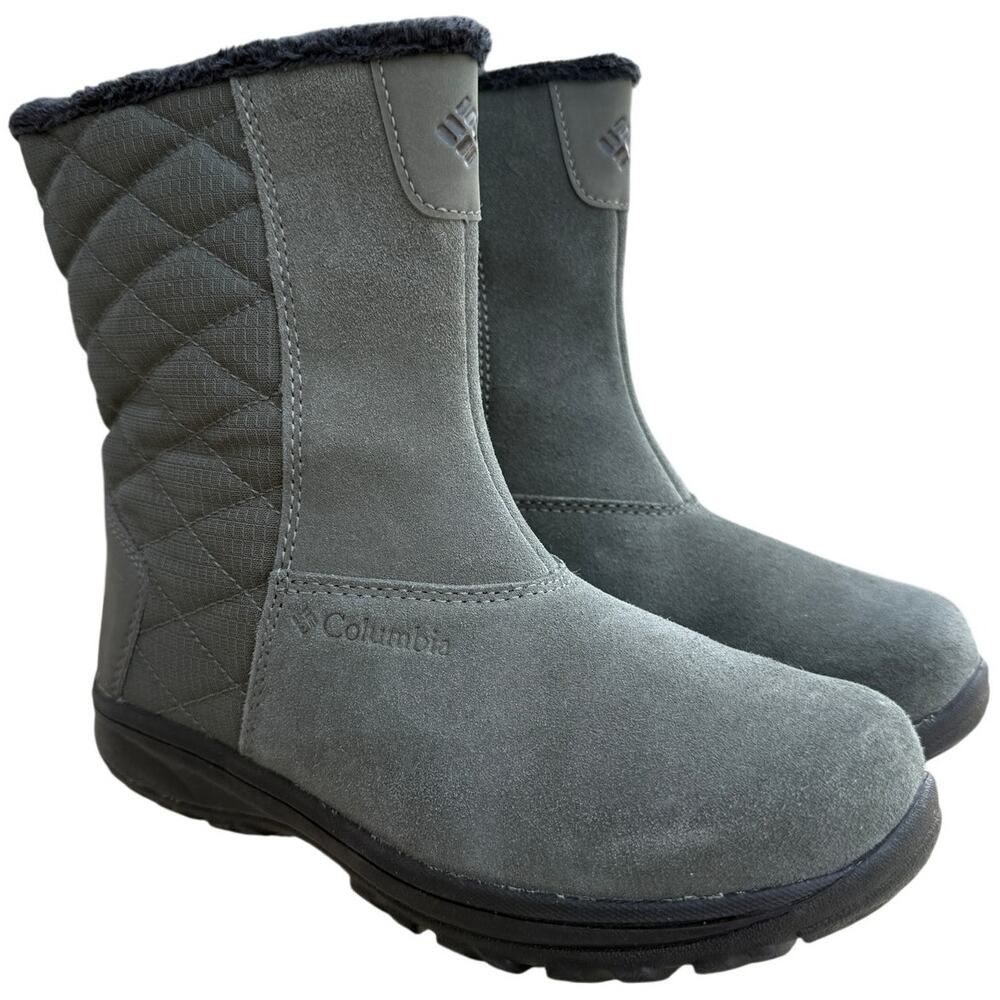 ❄️ Columbia Women’s Gray Suede Quilted Winter Boots Size 6 Fleece Lined - Picture 1 of 6
